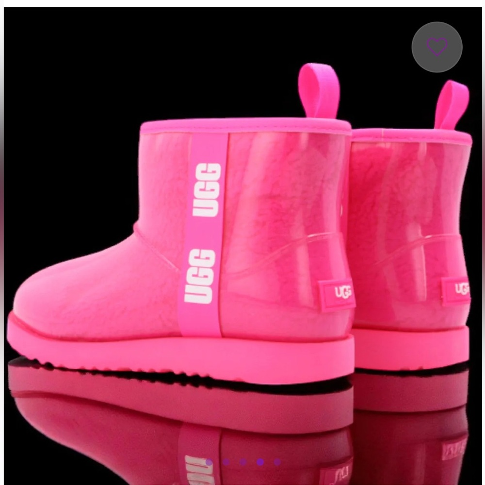 UGG Mini Clear Boot in Hot Pink kids size 6/womens 7.5 - Picture 3 of 4